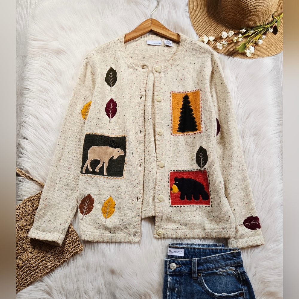 Croft & Barrow Vintage Patch Knit Cardigan Sweater - Women